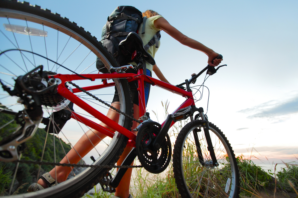 dağ bisikleti, ekstrem, spor, bisiklet, kırmızı, kadın