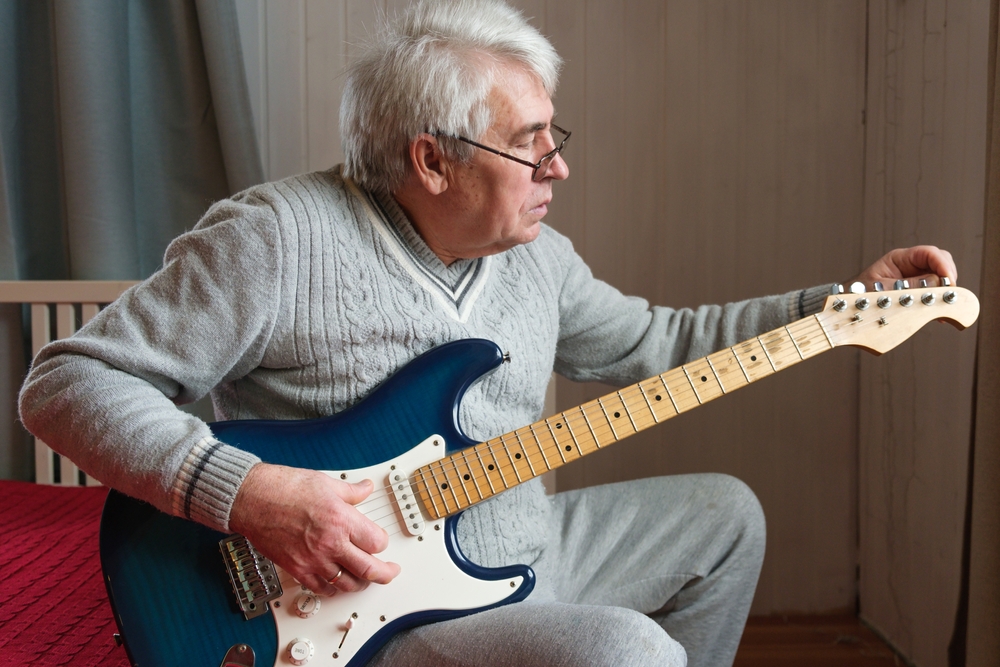 emekli, gitar, müzik, yaşlı, erkek