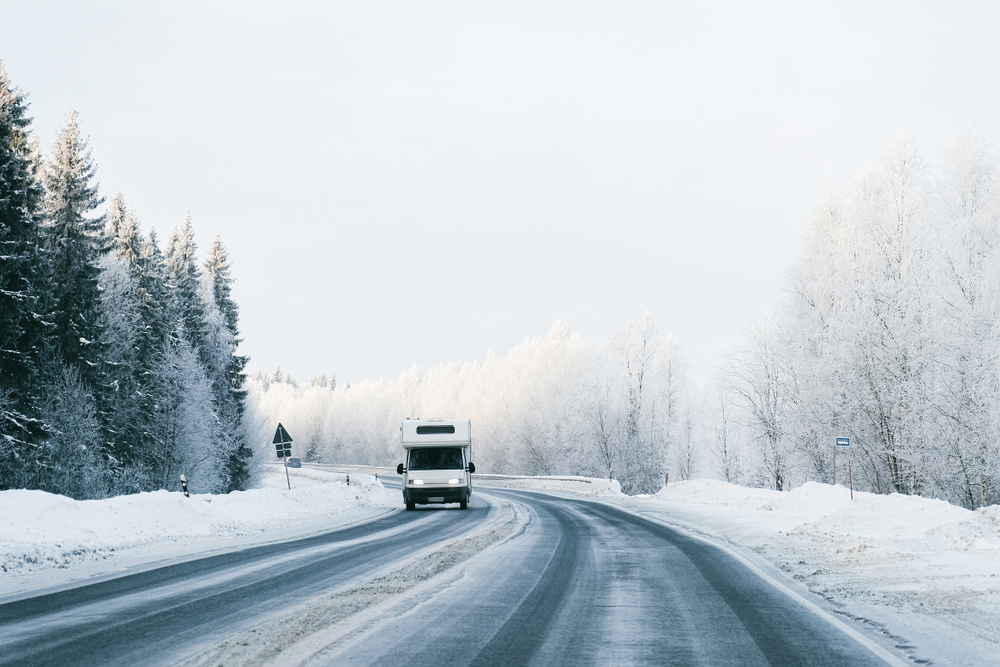kış, tatil, araç, karavan, yol, dinlence