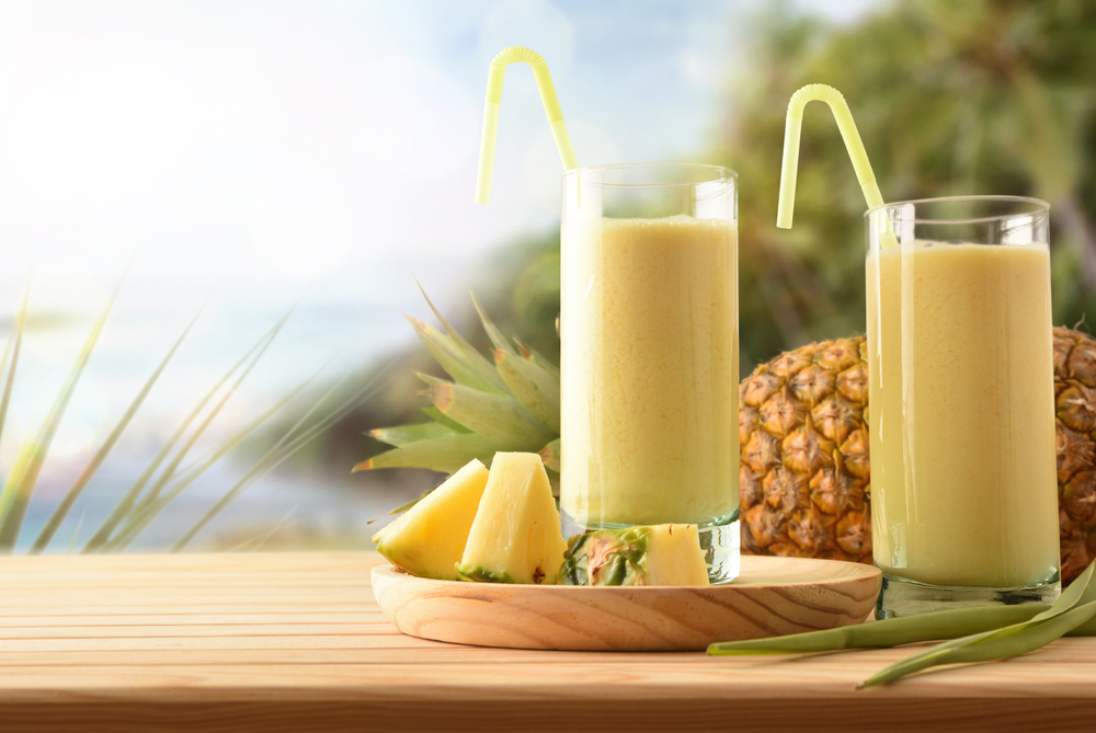 yaz, meyve, meyve suyu, içecek, ananas, süt